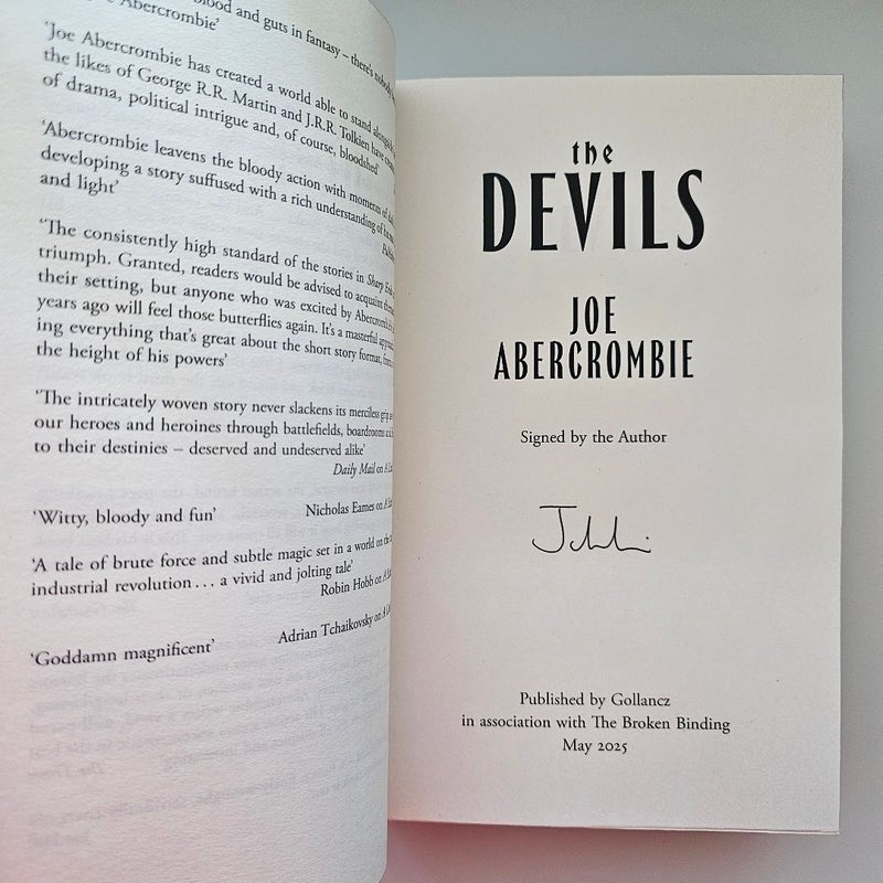 The Devils SIGNED by Joe Abercrombie Broken Binding Special Edition First Print