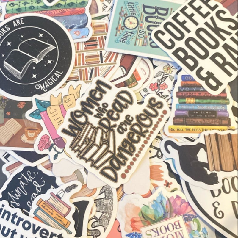 Random cute bookish stickers!!! Brand new!!! 4 stickers!!!!