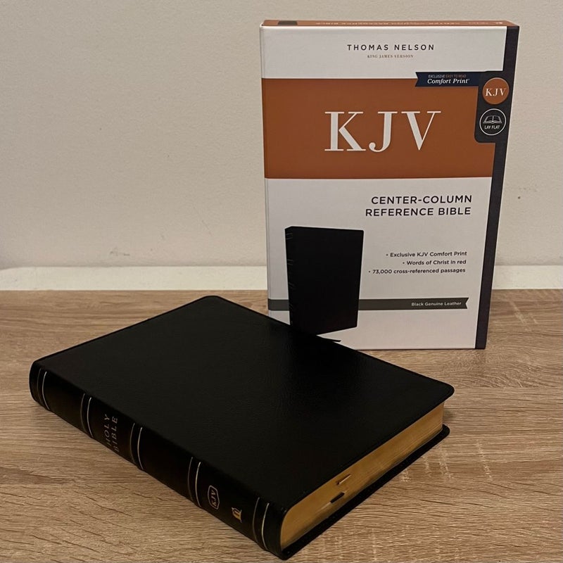 KJV Holy Bible with 73,000 Center-Column Cross References, Black Genuine Leather, Red Letter, Comfort Print