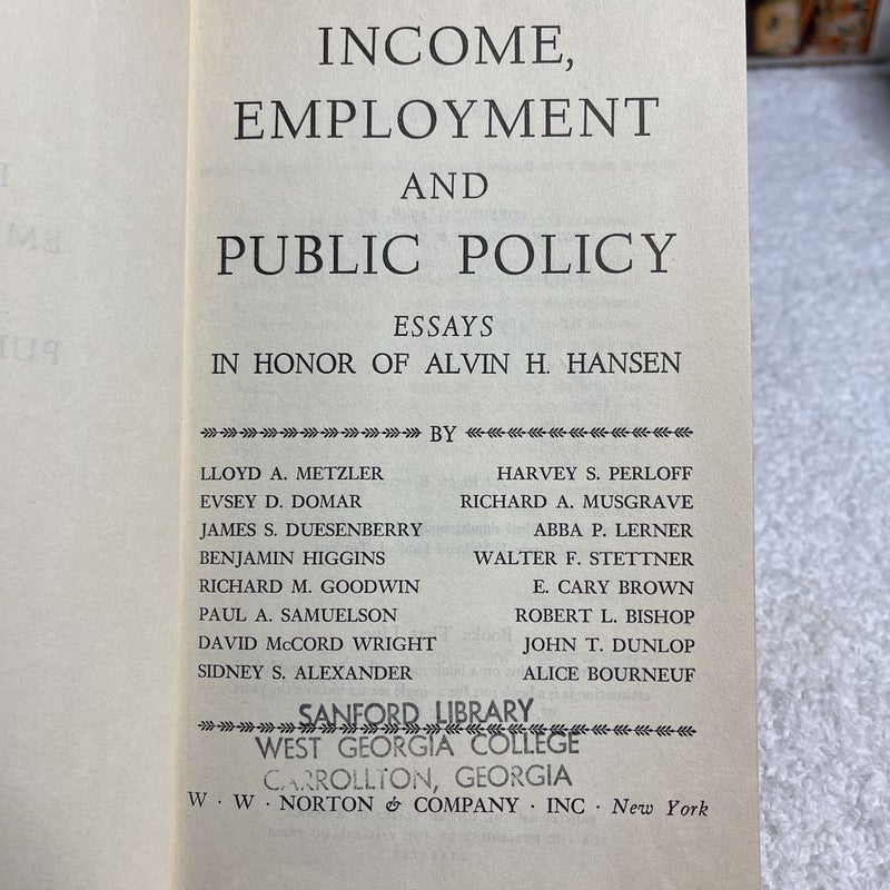 Income, Employment and public policy 