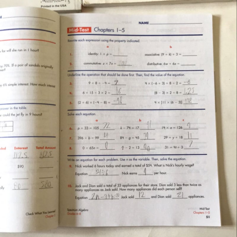 Spectrum Math, Grade 6