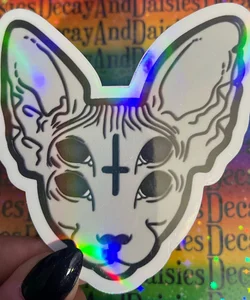 Trippy Goth Spinx Head Iridescent Sticker