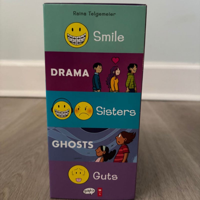 Raina Telgemeier Collection Box Set (Smile, Drama, Sisters, Ghosts, Guts)