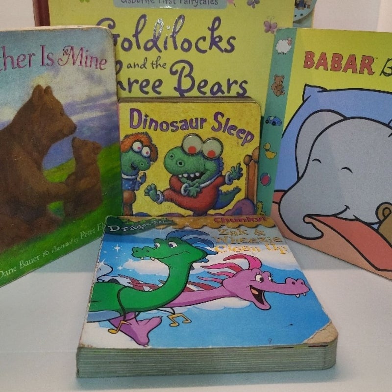 Bear & Animal Friends Board Book Lot of 5 - Goldilocks, Babar, Dinosaur, More!