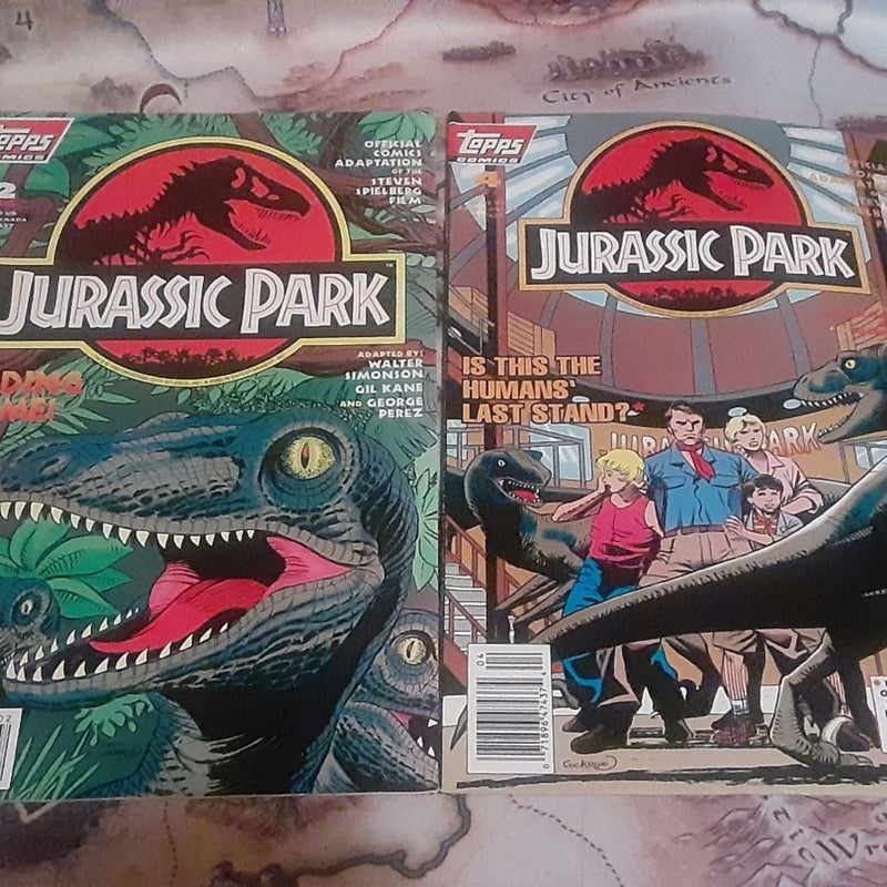 Jurassic Park comic book lot 1,2,4 Topps Comic 