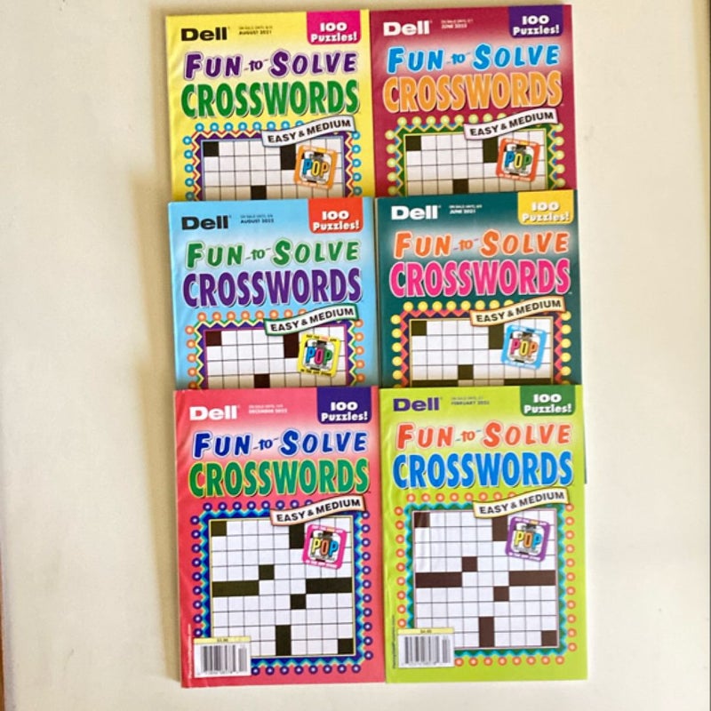 Lot of 6 Dell Fun to Solve Easy-Medium Crossword Puzzle Books P4
