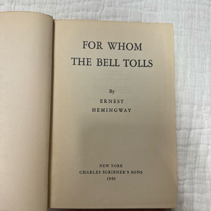 For whom the Bell tolls 1940 Scribners