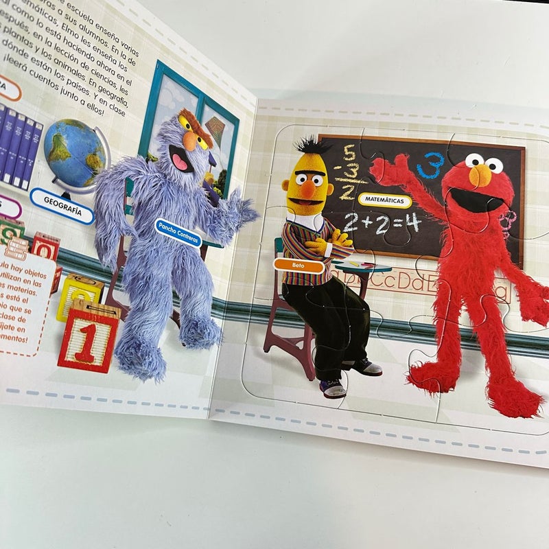 Spanish Plaza Sesamo Los oficios de Elmo Sera Maestro with Puzzles