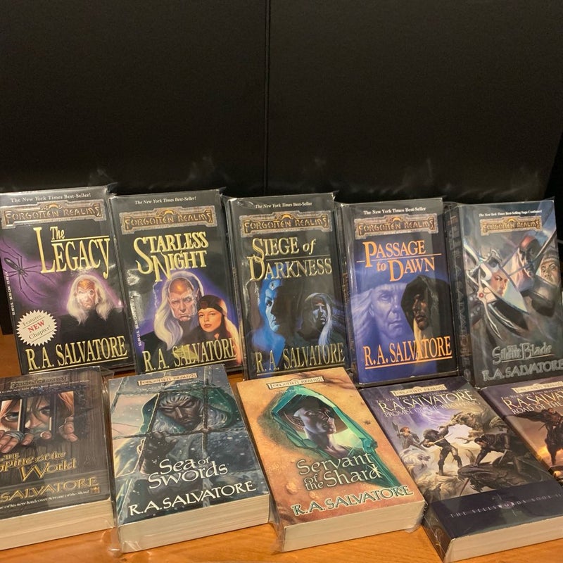 Forgotten Realms: Legend of Drizzt, 3 Complete Series: Legacy of the Drow, Paths of Darkness, Sellswords: The Legacy, Starless Night, Seige of Darkness, Passage to Dawn, The Silent Blade, The Spine of the World, Sea of Swords, Servant of the Shard, Promise of the Witch-King, Road of the Patriarch