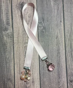 Pink beaded Ribbon Handmade Bookmark