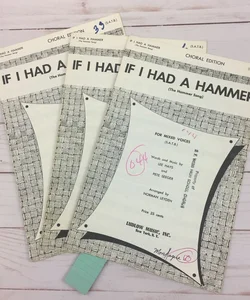 Lot of 3 If I Had a Hammer Choral Edition Sheet Music Lee Hays Pete Seeger 1959