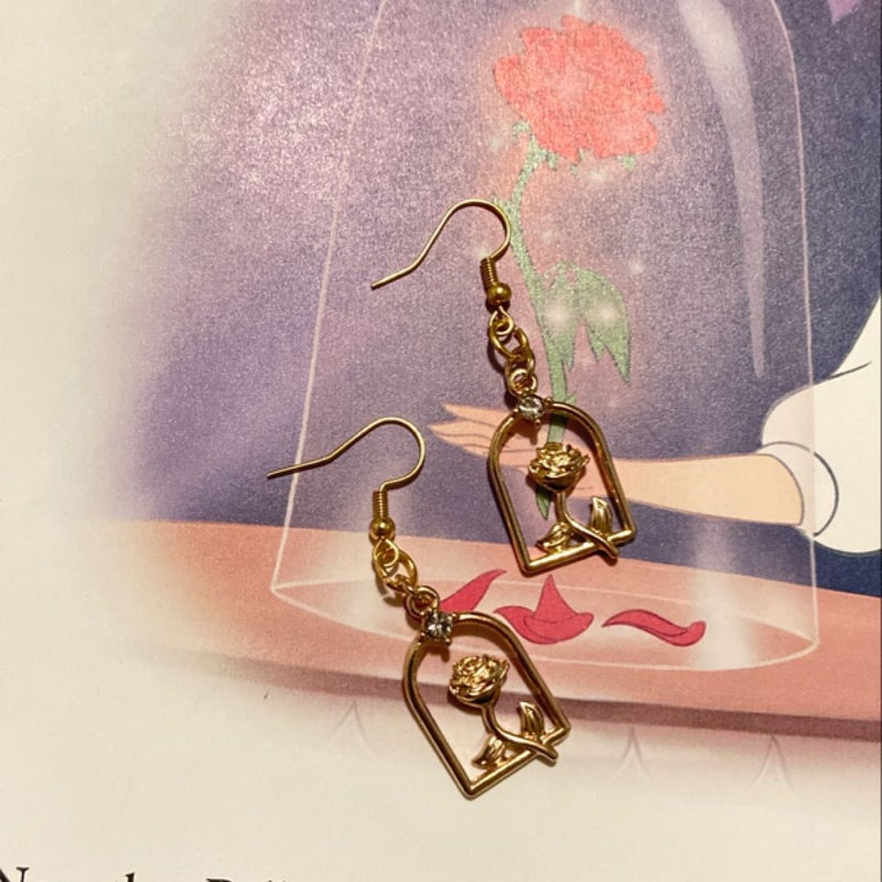 Beauty and the Beast Rose Inspired Earrings