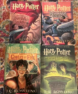 Lot of 4 Books, Harry Potter, First Scholastic Editions, Trade PB 2,3,4,6