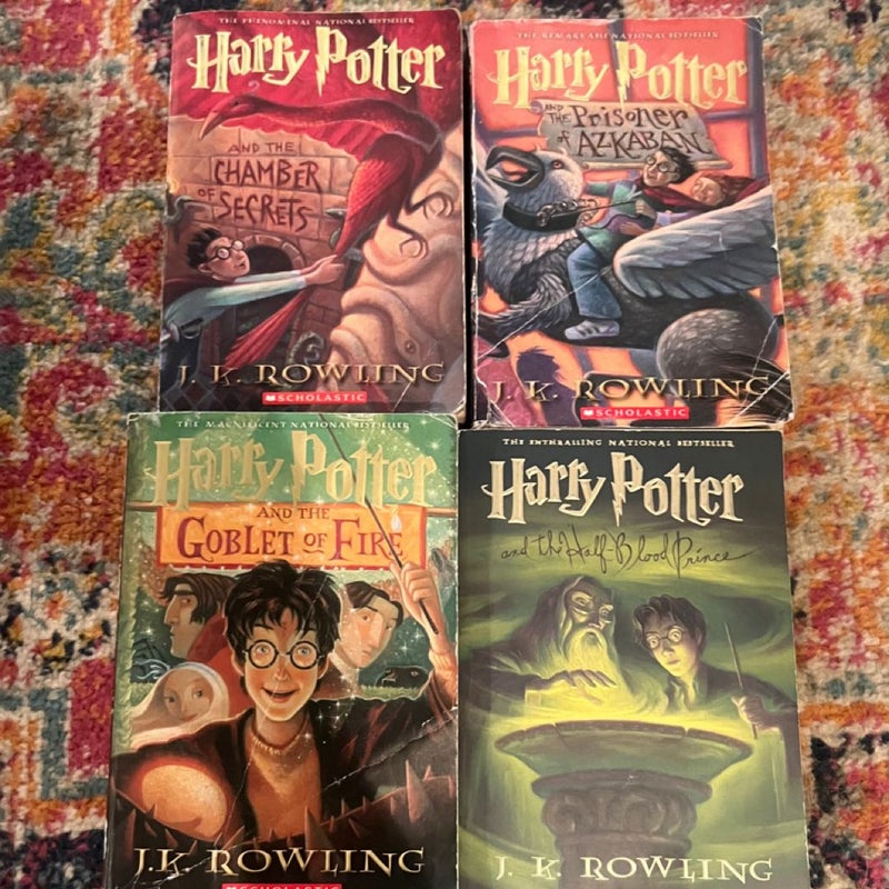 Lot of 4 Books, Harry Potter, First Scholastic Editions, Trade PB 2,3,4,6