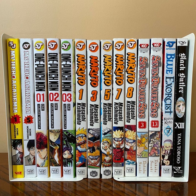 My Hero Academia, One-Punch Man, Naruto, The Seven Deadly Sins, Blue Exorcist, & Black Butler