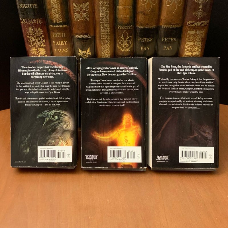 DragonLance: Complete Ogre Titans Trilogy Set: The Black Talon, The Fire Rose, The Gargoyle King, All First Edition First Printing