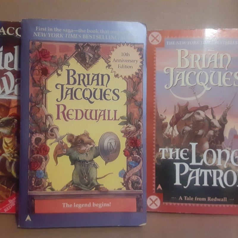 4 Redwall book lot Mariel,  Long Patrol, Mossflower