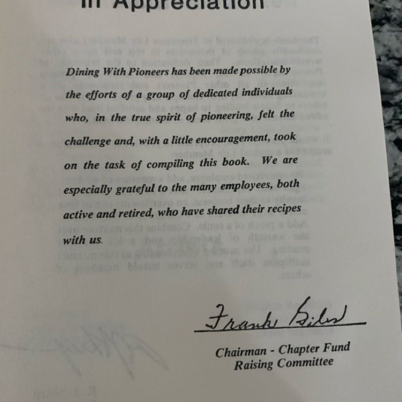 Dining With Pioneers Vintage Cookbook
