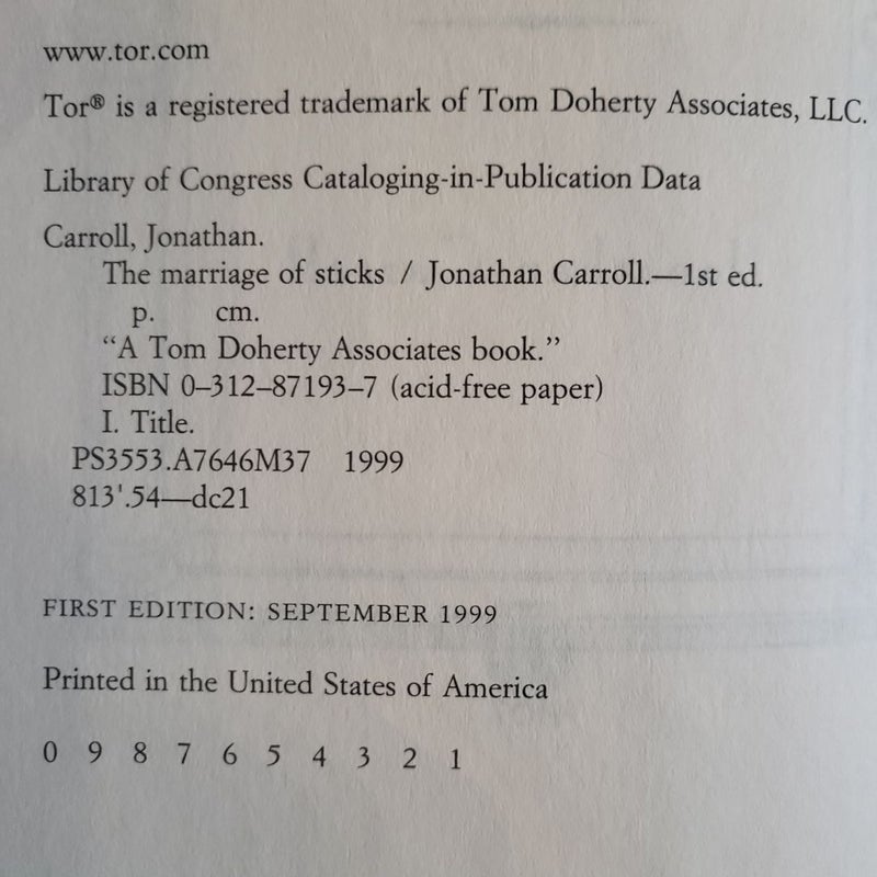 The Marriage of Sticks FIRST EDITION