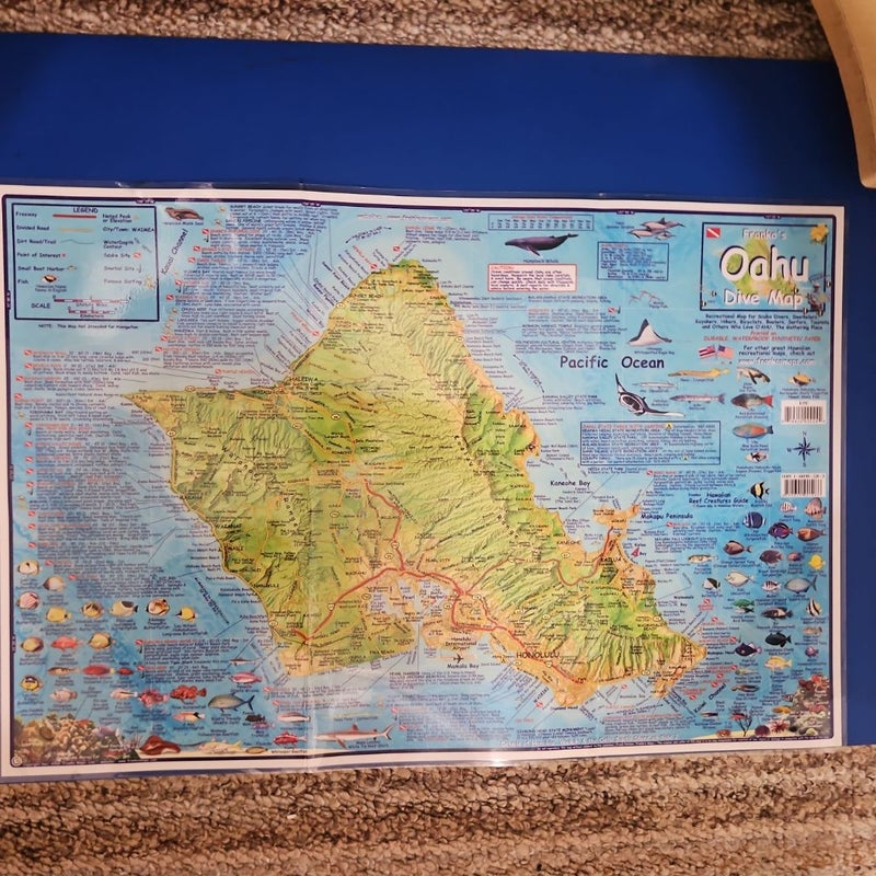 Franko's OAHU Laminated Wall DIVE MAP