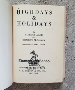 Highdays & Holidays (8th Printing, 1940)