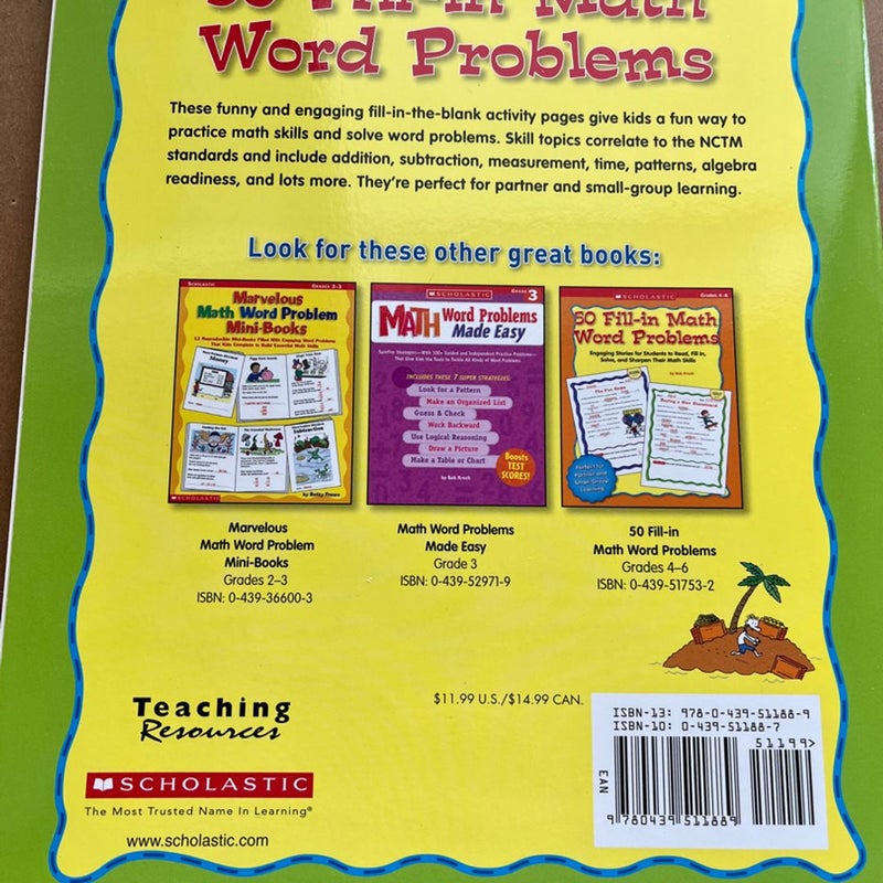 NEW Scholastic 50 Fill-In Math Word Problems GR 2-3