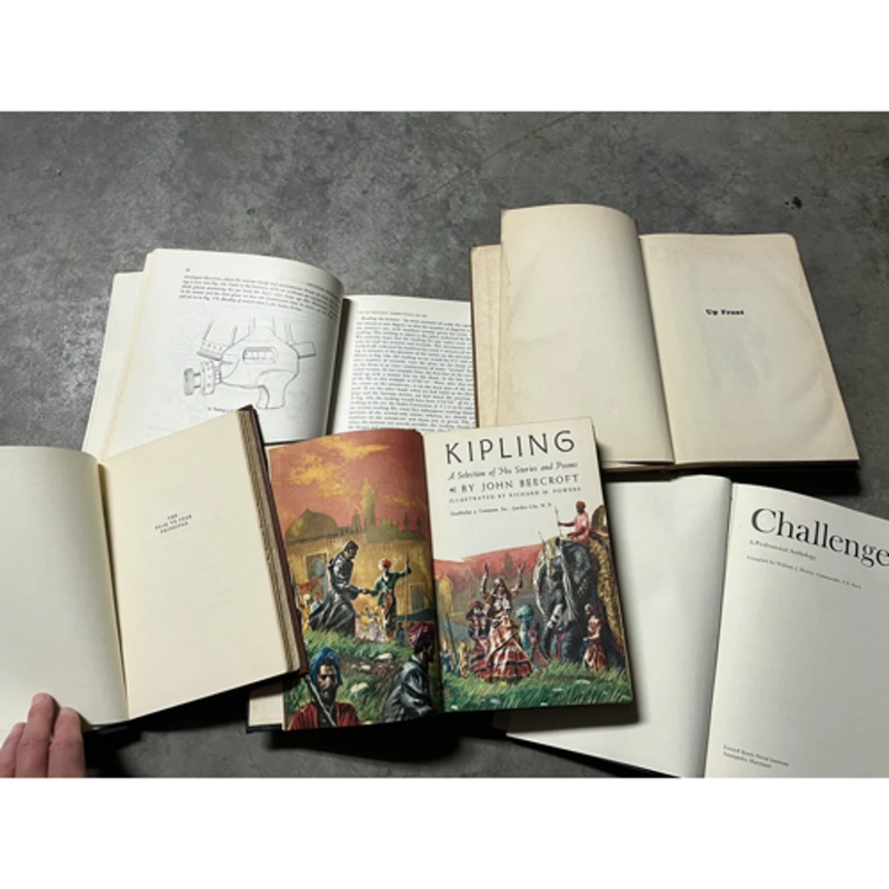 Vintage book lot: celestial navigation, Kipling,challenge  
