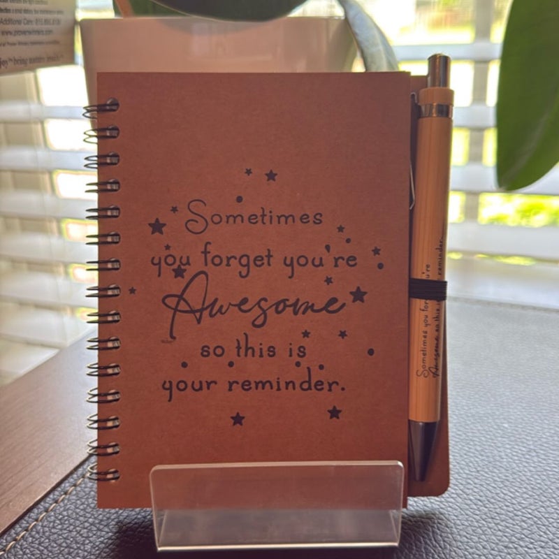 Notebooks & Pens!  Small inspirational matching notebooks and pens.