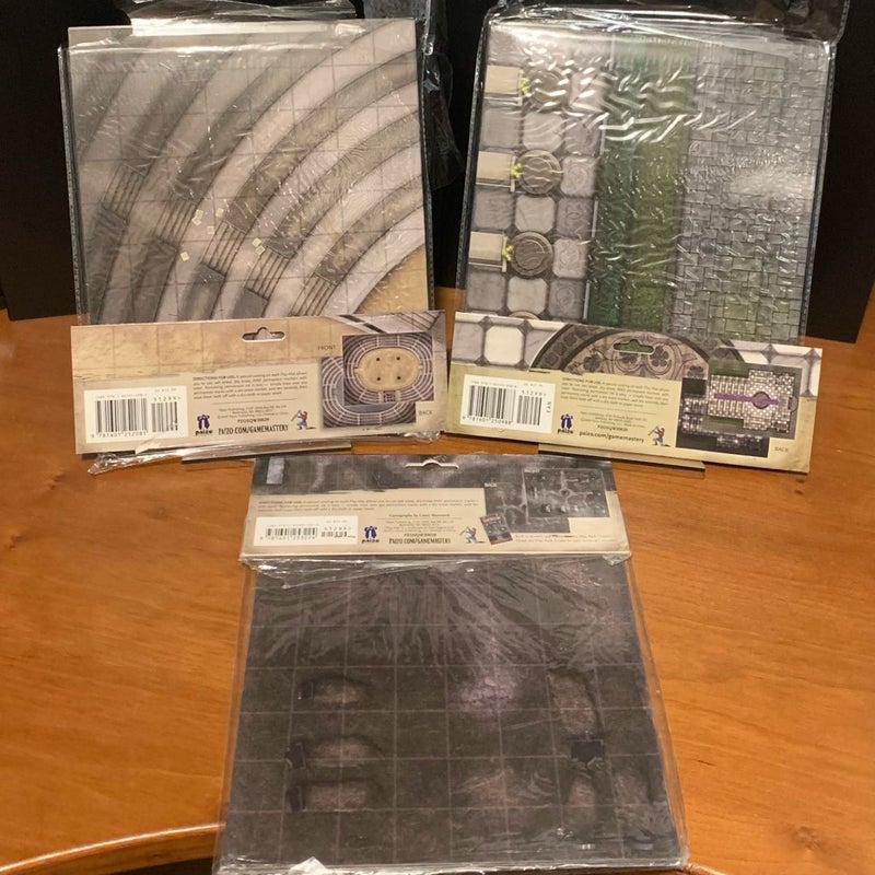 Pathfinder Game Mastery Flip-Mat Lot: Arena, Cathedral, Necropolis, Open VG
