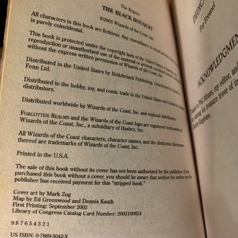 Forgotten Realms: Rogues Series: The Alabaster Staff, The Black Bouquet, The Yellow Silk, All First Edition First Printing