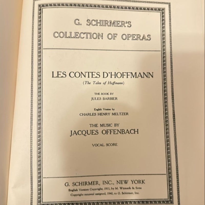 Two music vocal scores: Pagliacci and Lea Contes D’Hoffmann