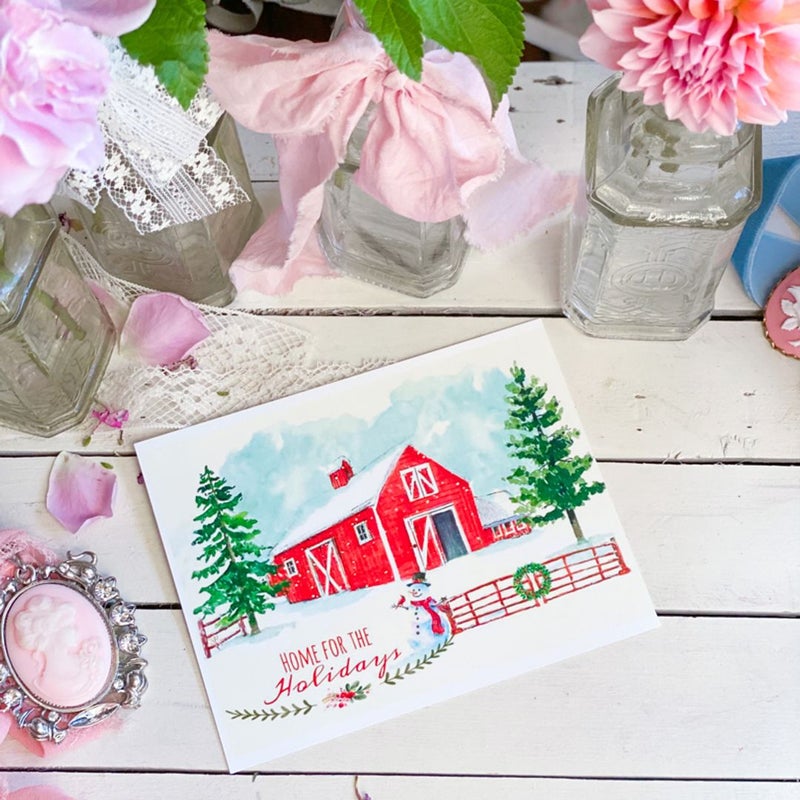Discontinued 4x5 Home for the Holidays Watercolor Art Print