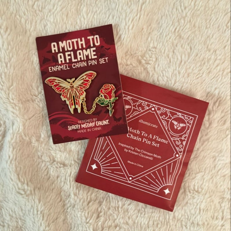 The Crimson Moth pin set (Illumicrate exclusive)