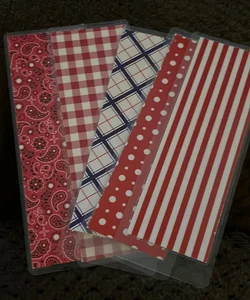 New 5 double sided laminated bookmark red blue white 
