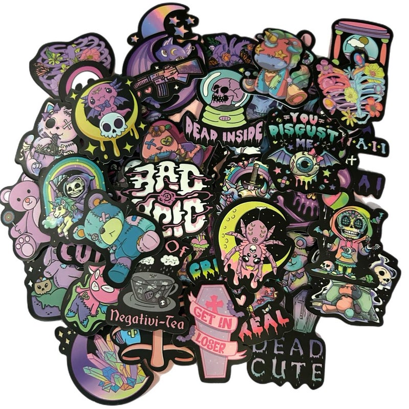 Pack of 50 Goth Kawaii Stickers