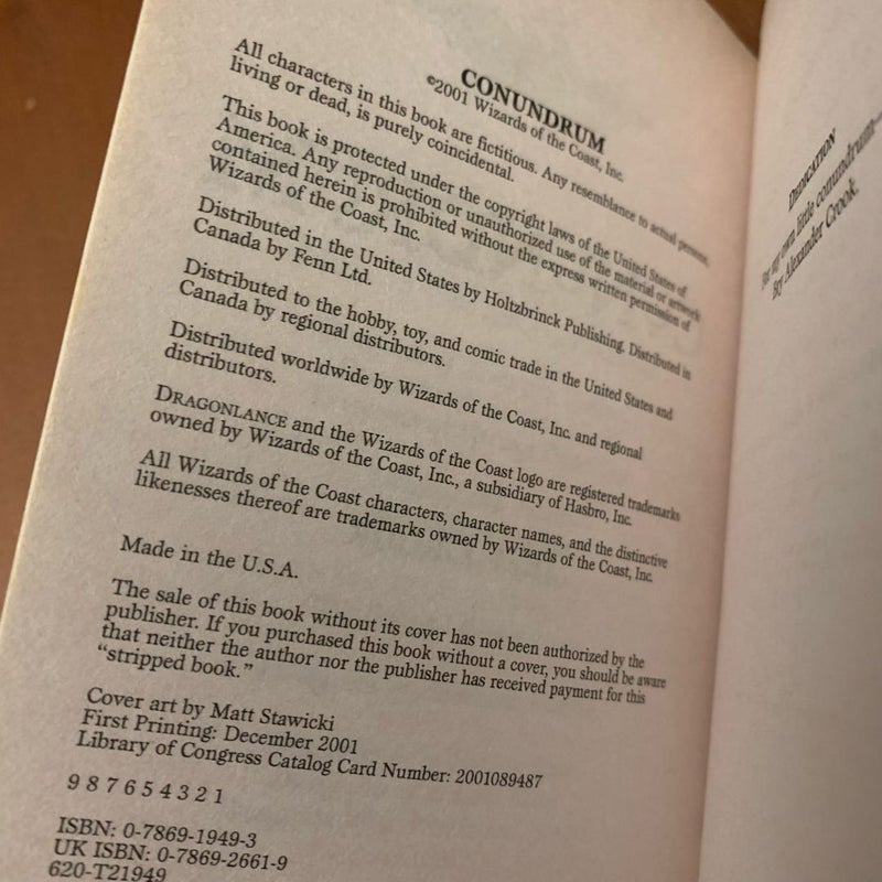 DragonLance: Conundrum, Age of Mortals 1, First Edition First Printing