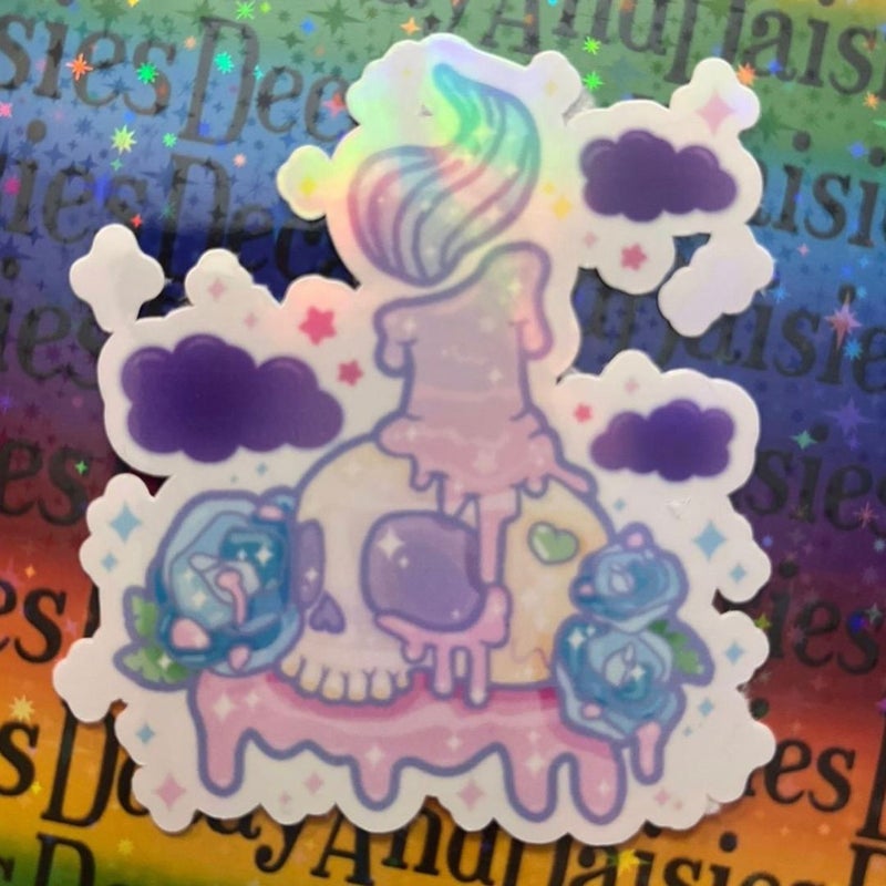 Pastel Goth Beauty in Darkness Holographic Sticker