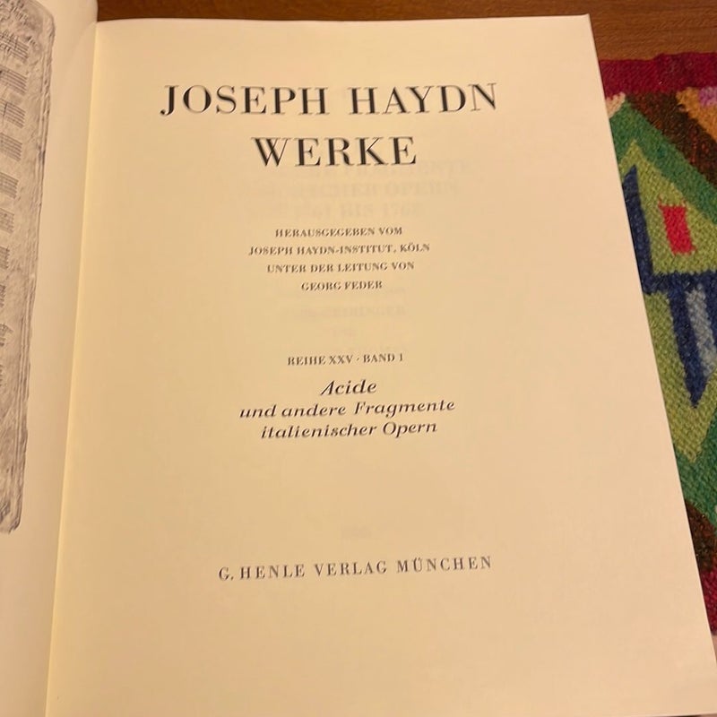 Joseph Haydn Werke: Reihe XXV Band 1 Acide