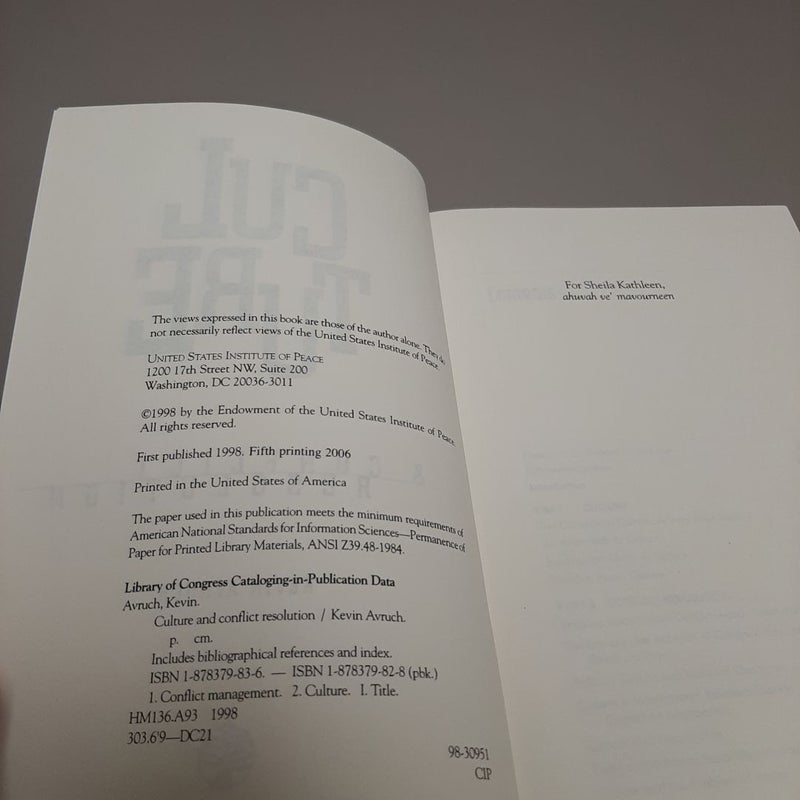 Culture and Conflict Resolution by Kevin Avruch, Paperback 