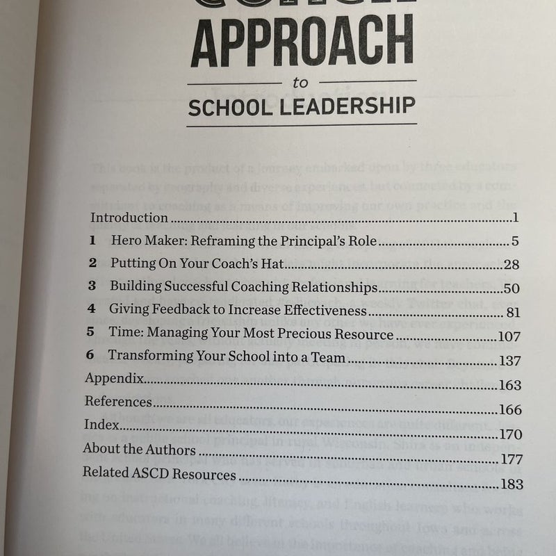 The Coach Approach to School Leadership
