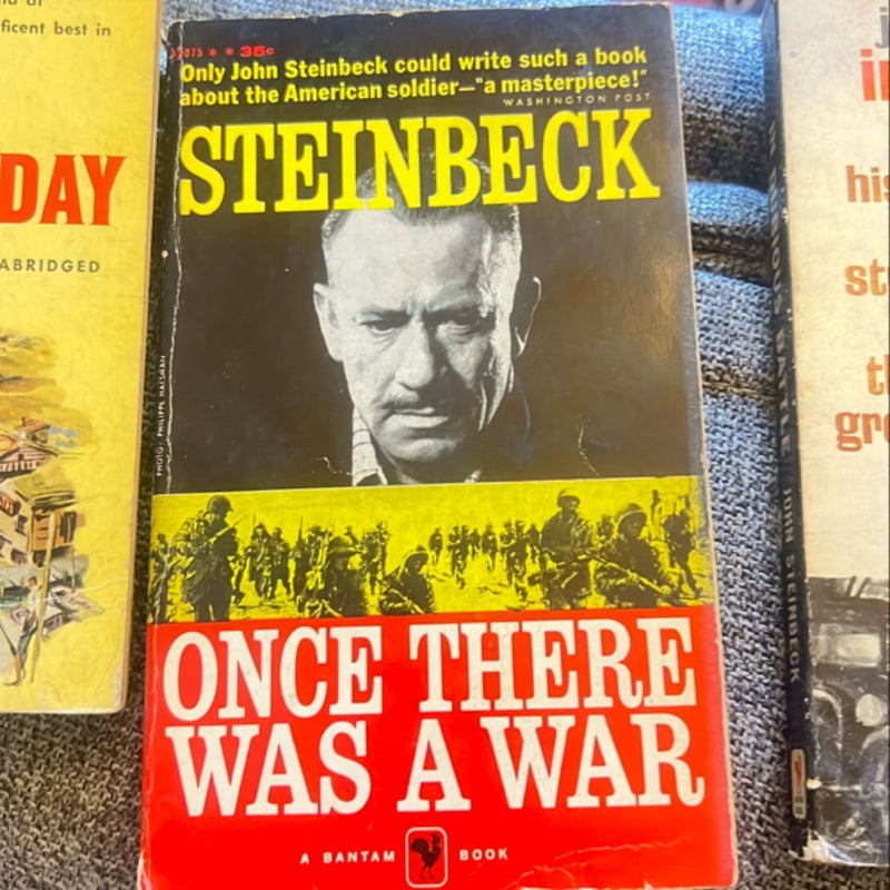 Lot of Four Antique John Steinbeck Books: Grapes of Wrath, In Dubious Battle, Sweet Thursday, Once There Was a War