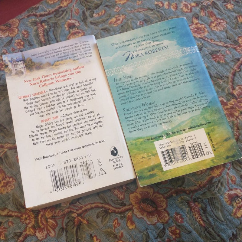 Bundle of 2 Books:  Irish Dreams (Irish Rebel & Sullivan's Woman/  The Calhoun's Suzanna and Megan 