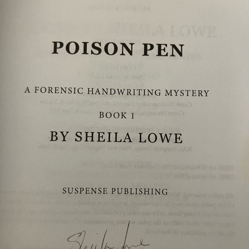 Poison Pen: Forensic Handwriting Series. Signed 