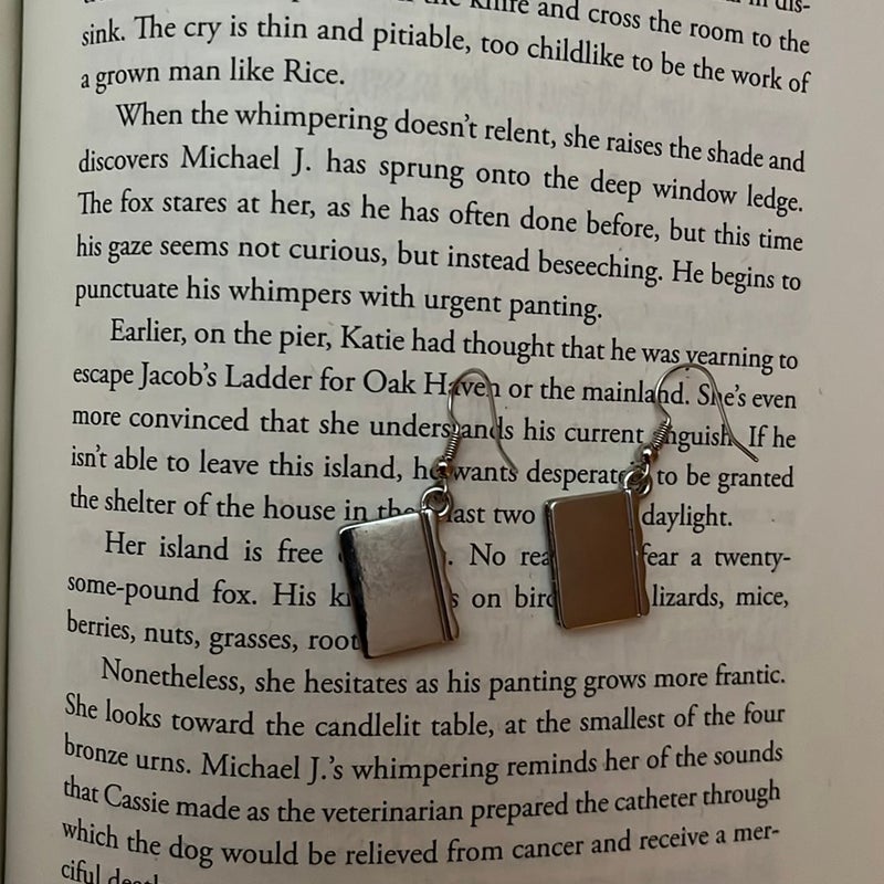 Sense & Sensibility Silver Book Charm Earrings