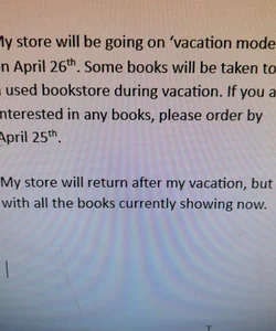 Store going on Vacation Mode April 26th