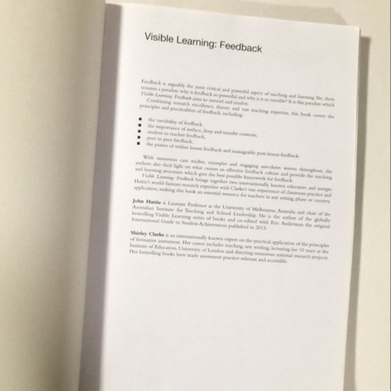 Visible Learning: Feedback