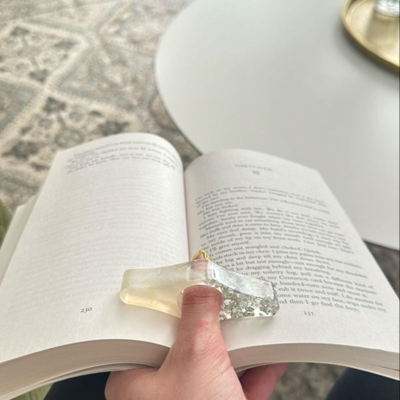 book/thumb/page holder - white glitter + silver 🤍