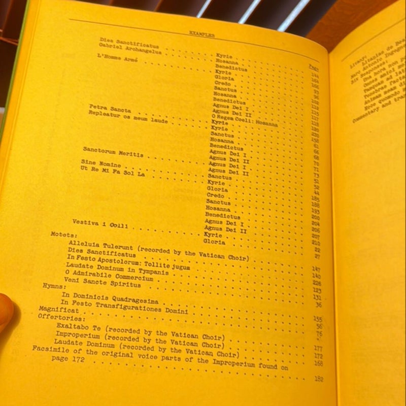 Examples of Gregorian Chant and Works by Orlandus Lassus, Giovanni Pierluigi Palestrina, Marc Antonio Ingegneri