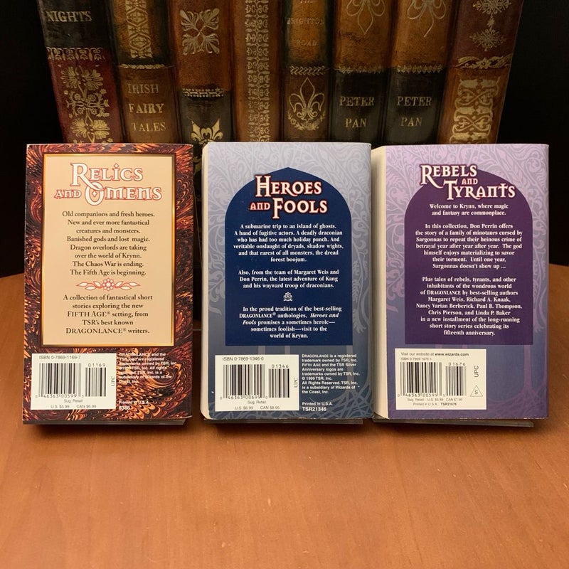 DragonLance: Complete Tales of the Fifth Age Trilogy: Relics and Omens, Heroes and Fools, Rebels and Tyrants, All First Edition First Printing