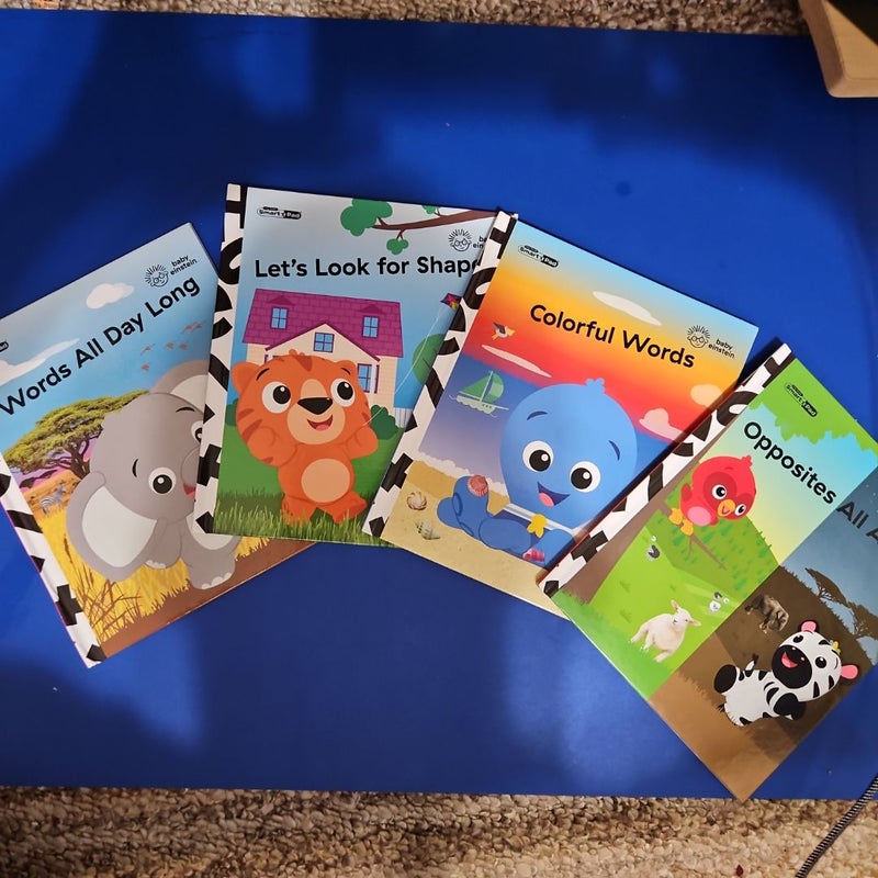 Baby Einstein 4-Book Set (works with My First Smart Pad) which includes "Opposites All Around," "Colorful Words,""Let's Look For Shapes," & "Words All Day Long."